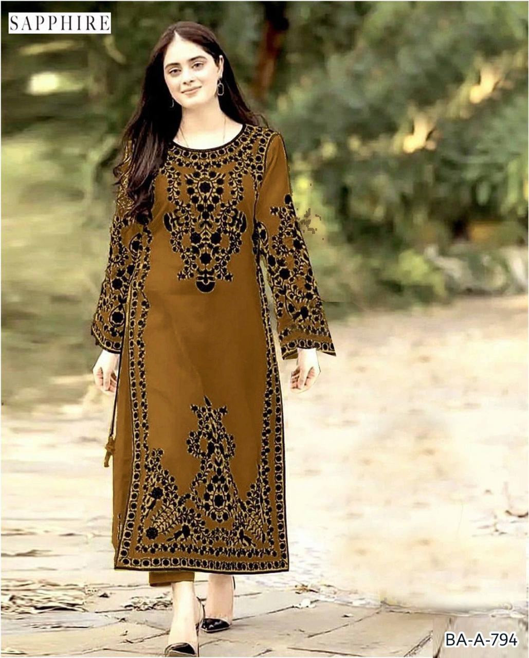 Sapphire embroidery lawn 2pc