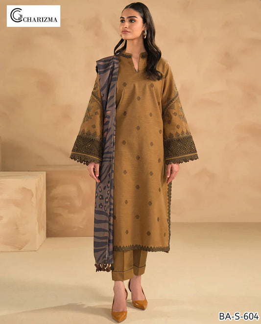 Charizma embroidery lawn 3 piece