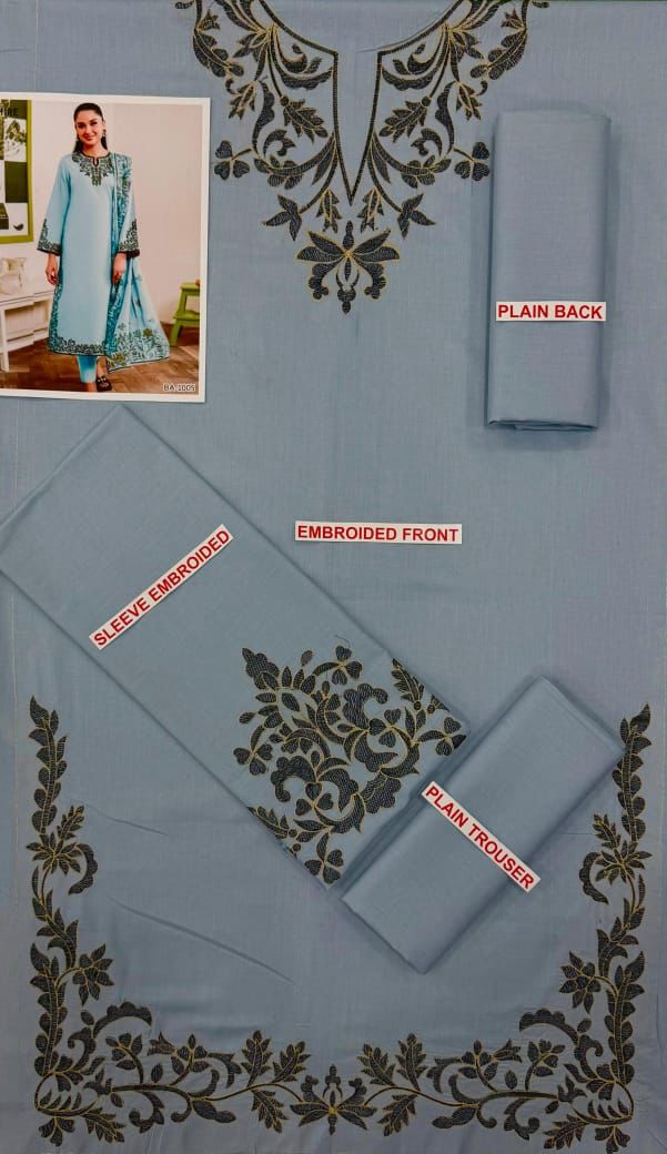 Sapphire embroidery lawn 2pc