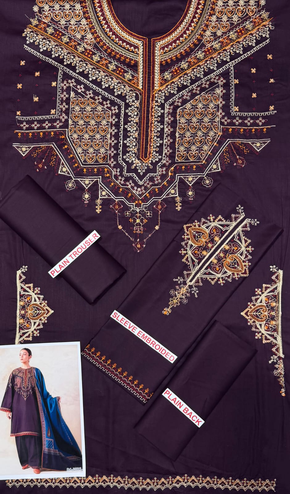 Zara shajaha embroidery 2pc lawn