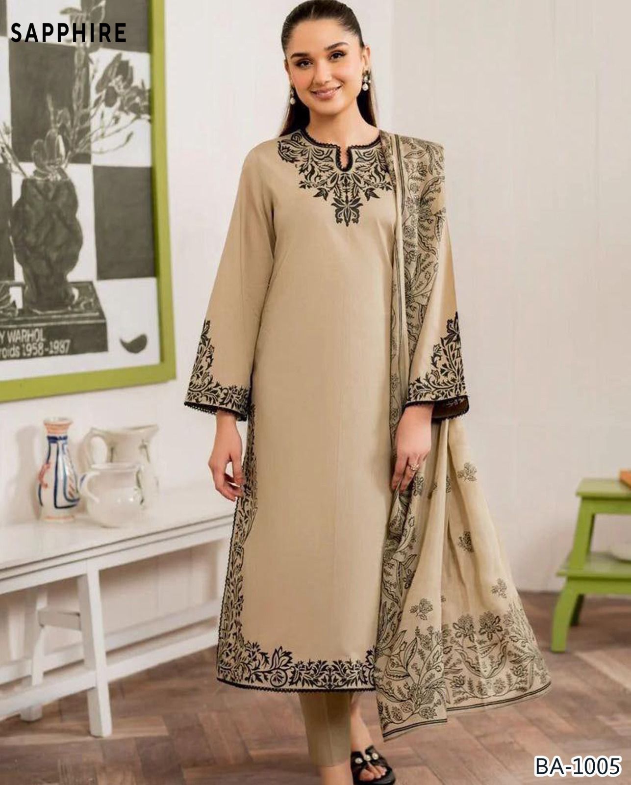 Sapphire embroidery lawn 2pc