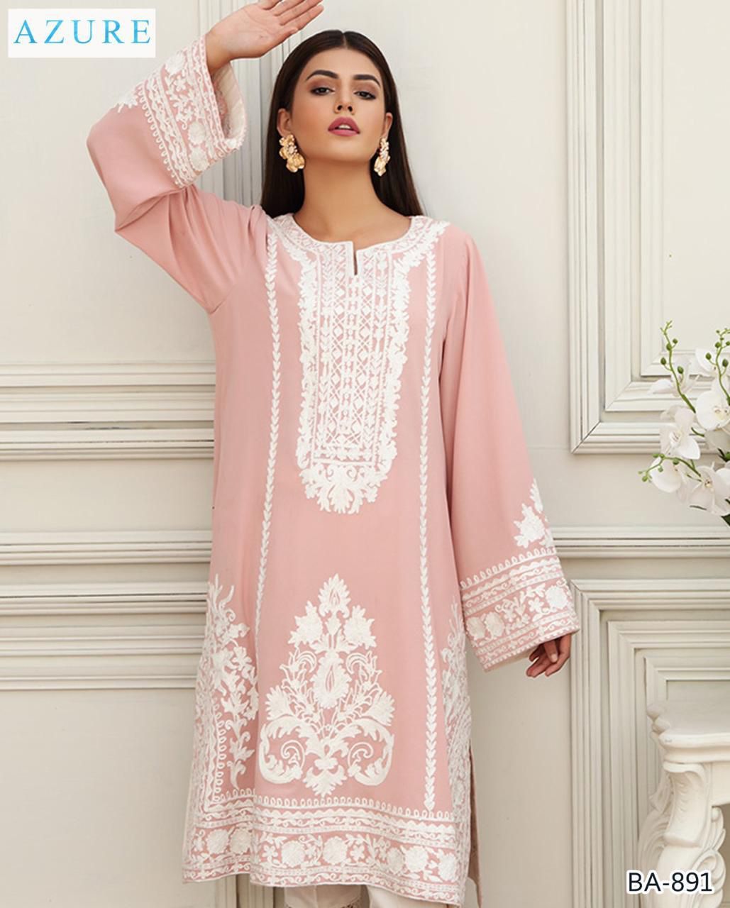 Azure embroidery lawn 2pc