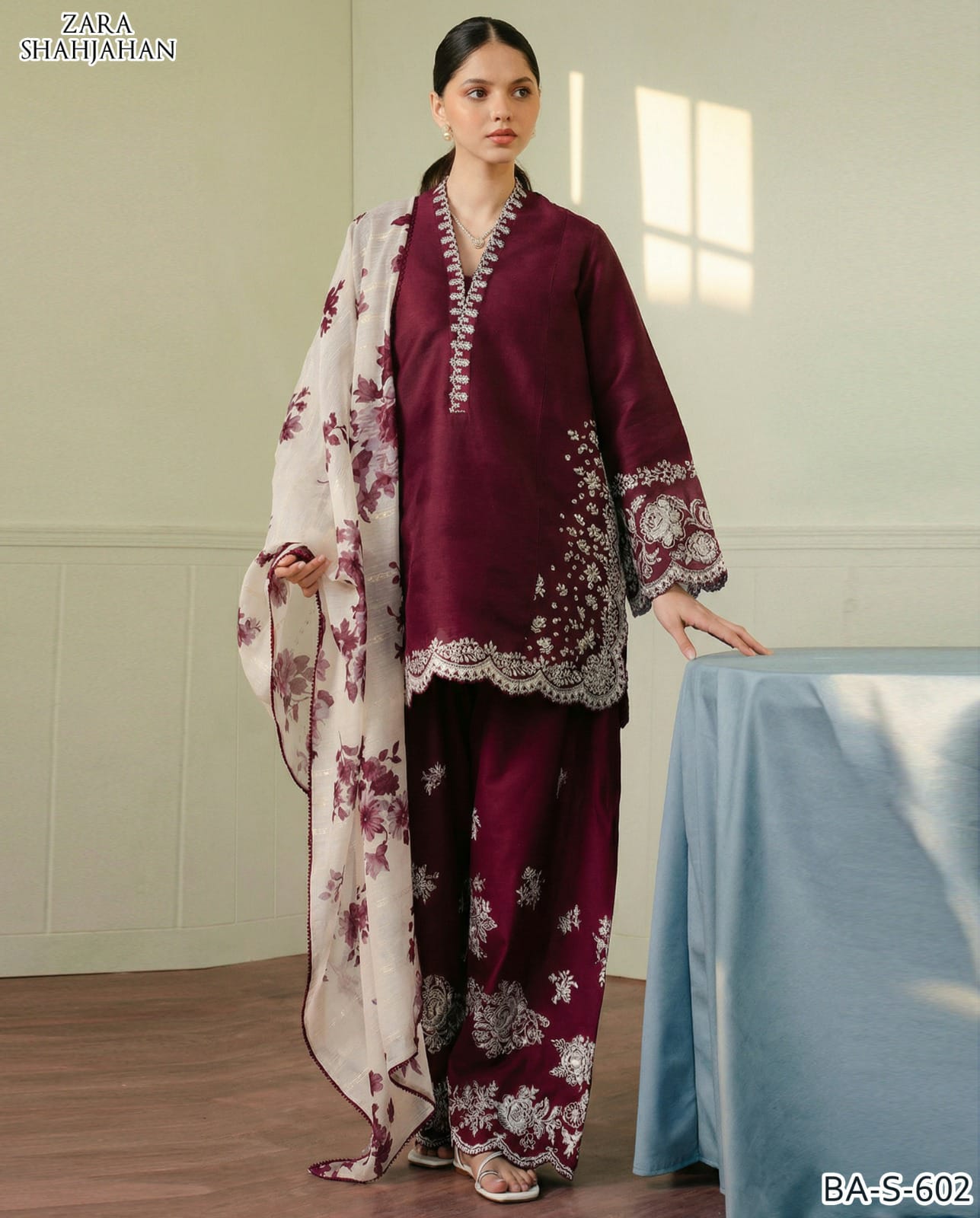 Zara shajahan embroidery 3pc
