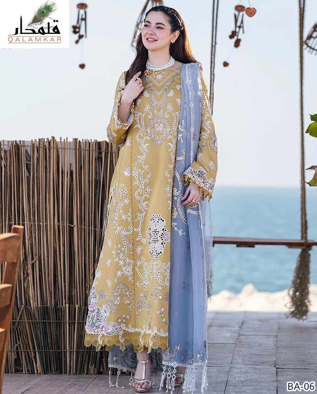 Qalamkar embroidery lawn 3pc