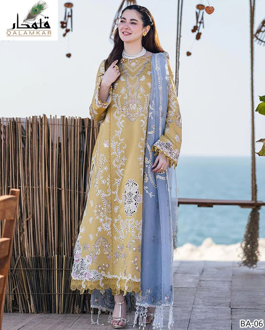 Qalamkar embroidery lawn 3pc