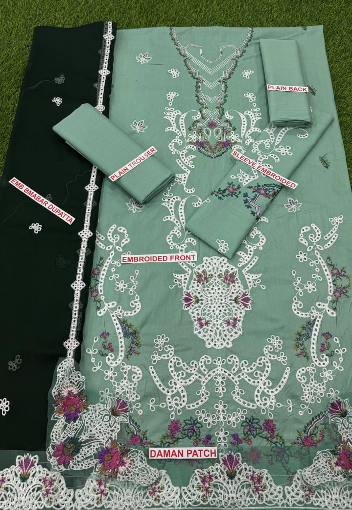 Qalamkar embroidery lawn 3pc