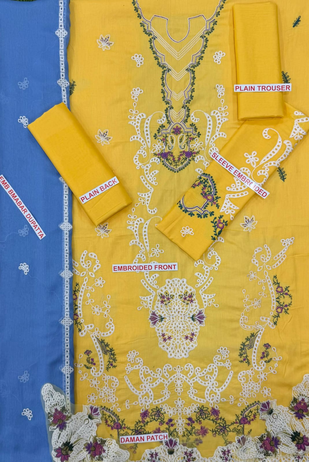 Qalamkar embroidery lawn 3pc