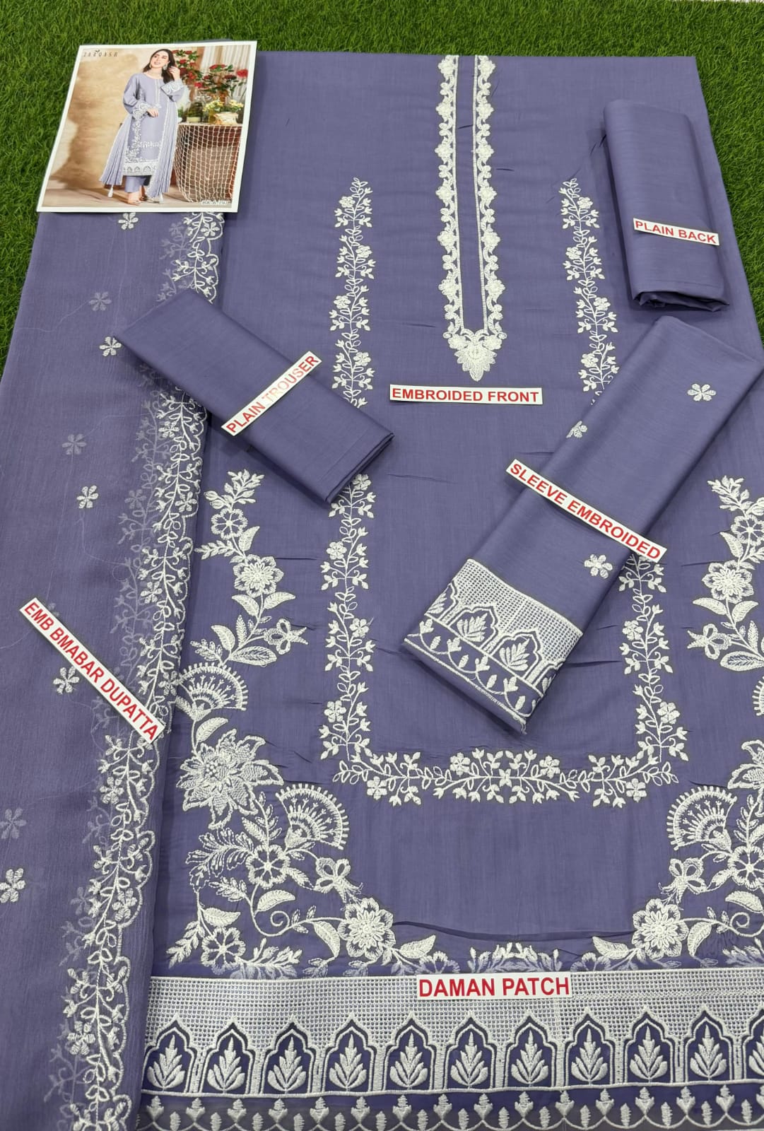 Zarqash embroidery 3pc lawn