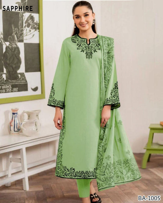 Sapphire embroidery lawn 2pc